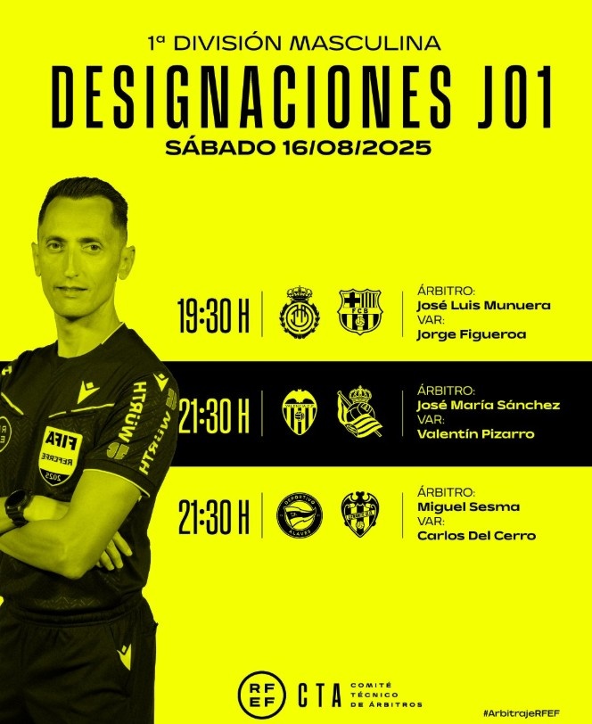 开云网页版中国官网-西甲首轮裁判安排:穆努埃拉将执法巴萨客战马洛卡